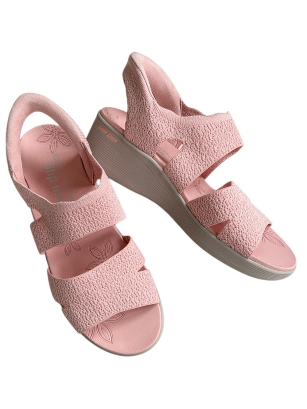 Skechers Pink Textured Wedge Sandals
